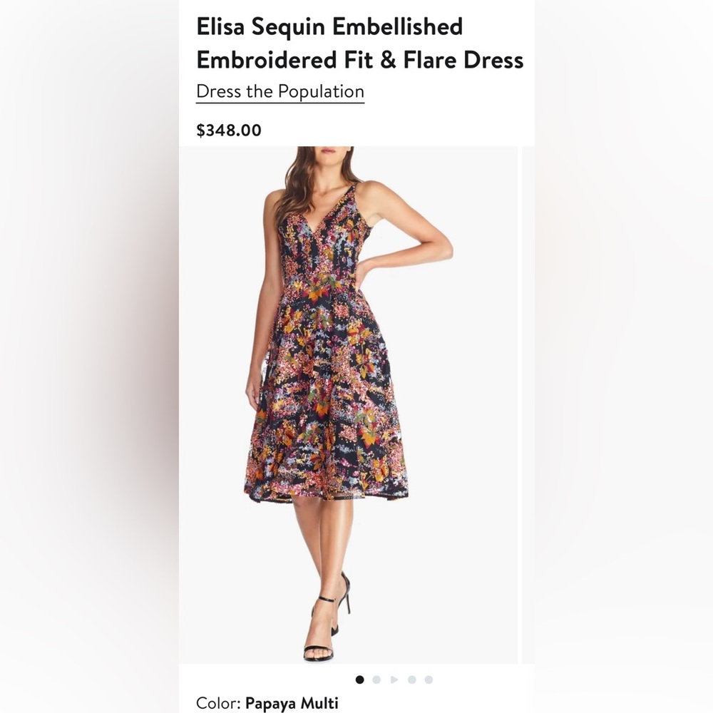 Dress the Population Elisa Sequin Midi Dress - NWOT XL 10 12 Cocktail Wedding